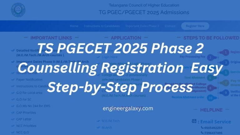 TS PGECET 2025 Phase 2 Counselling Registration- Easy Step by Step Process