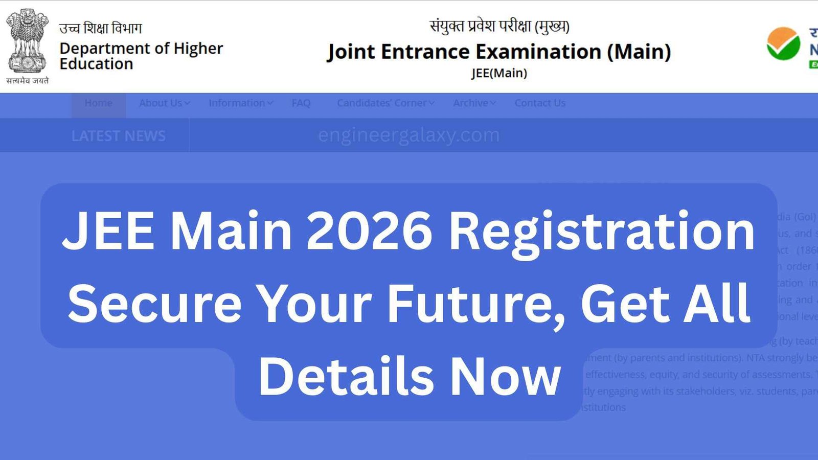 JEE Main 2026 Registration Secure Your Future, Get All Details Now