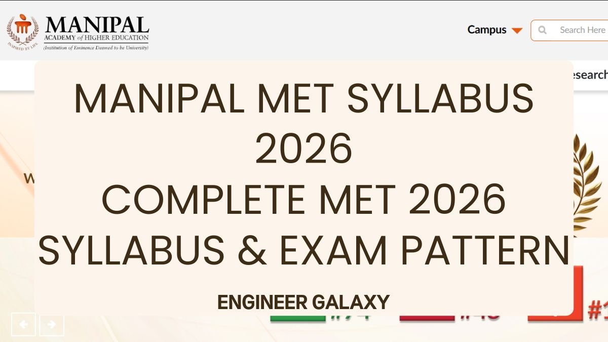 Manipal MET Syllabus 2026: Complete MET 2026 Syllabus & Exam Pattern