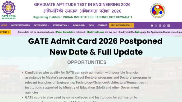 GATE Admit Card 2026 Postponed: New Date & Full Update